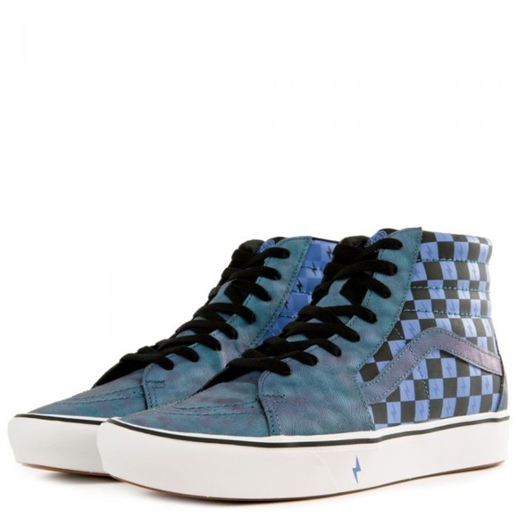 NWT Vans x Harry Potter Comfycush SK8-HI Top Lightning Blue Checker Womens 9.5 - Picture 1 of 9
